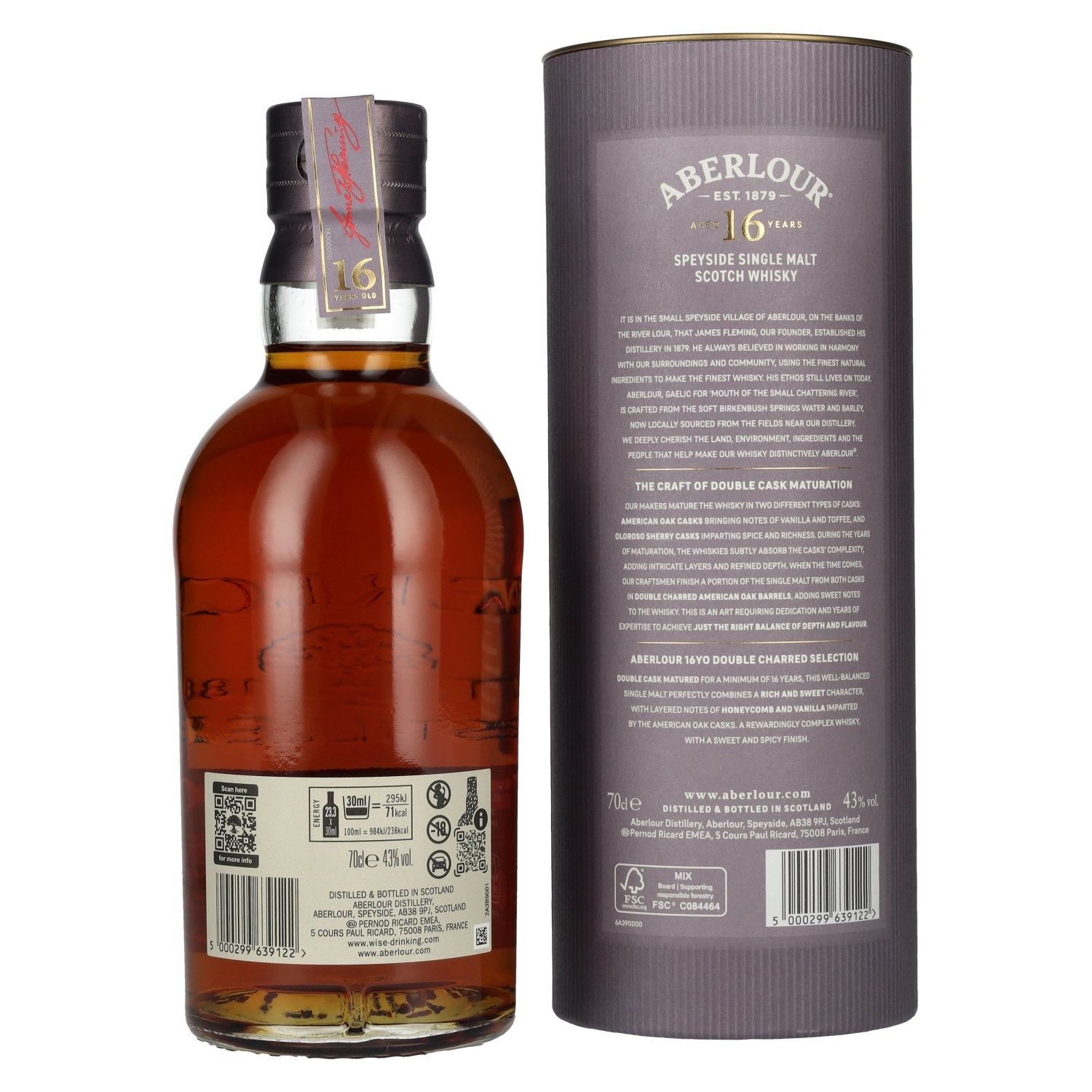 Aberlour 16 Years Old DOUBLE CHARRED SELECTION Exclusief voor reizen Speyside Single Malt 43% Vol. 0,7l in geschenkverpakking