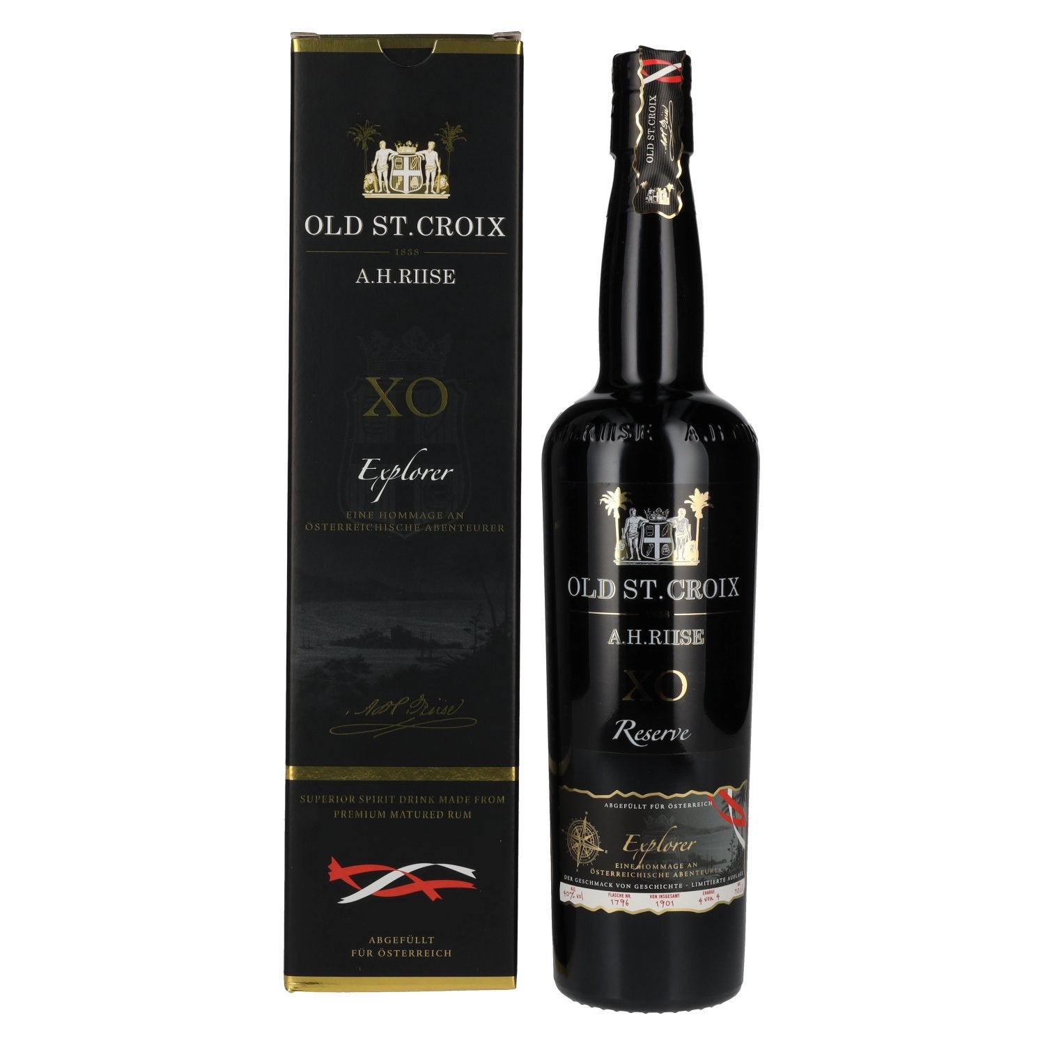 Old St. Croix A.H. Riise XO Explorer Reserve Austria Edition 40% vol. 0,7l en boîte cadeau