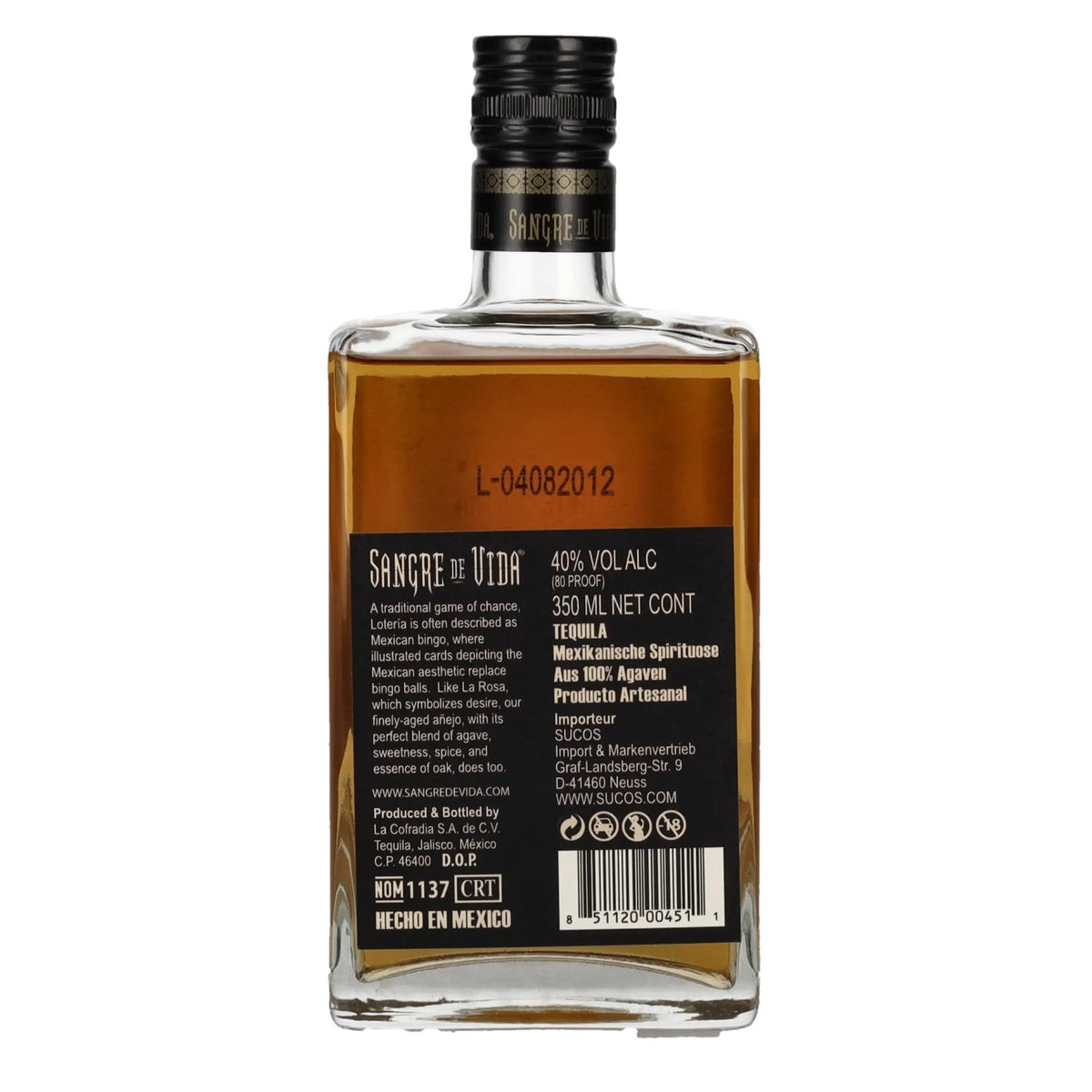 Sangre de Vida Loteria LA ROSA Añejo Tequila 100% Agave 40% ABV 0.35l