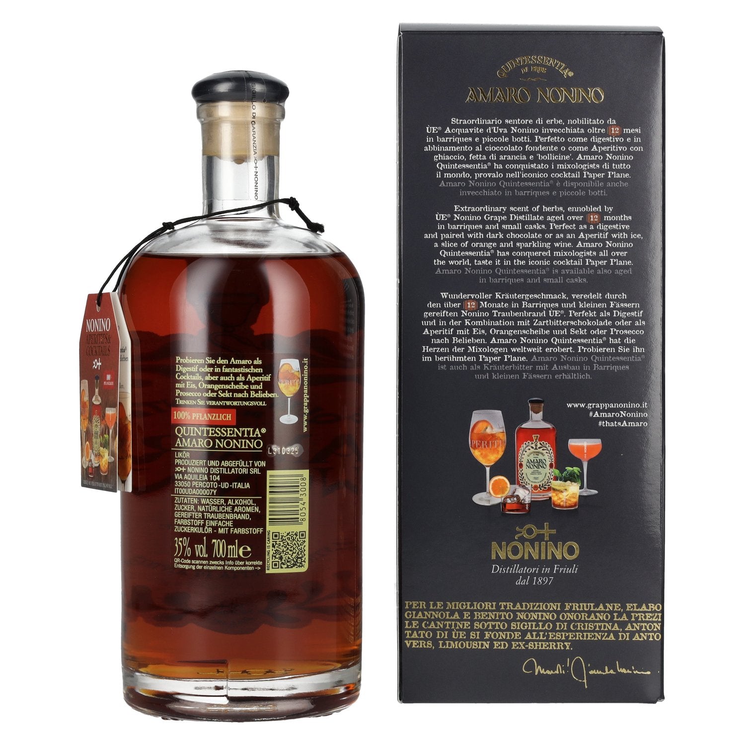 Amaro Nonino Quintessentia Di Erbe Liquore 35% Vol. 0,7l in Geschenkbox