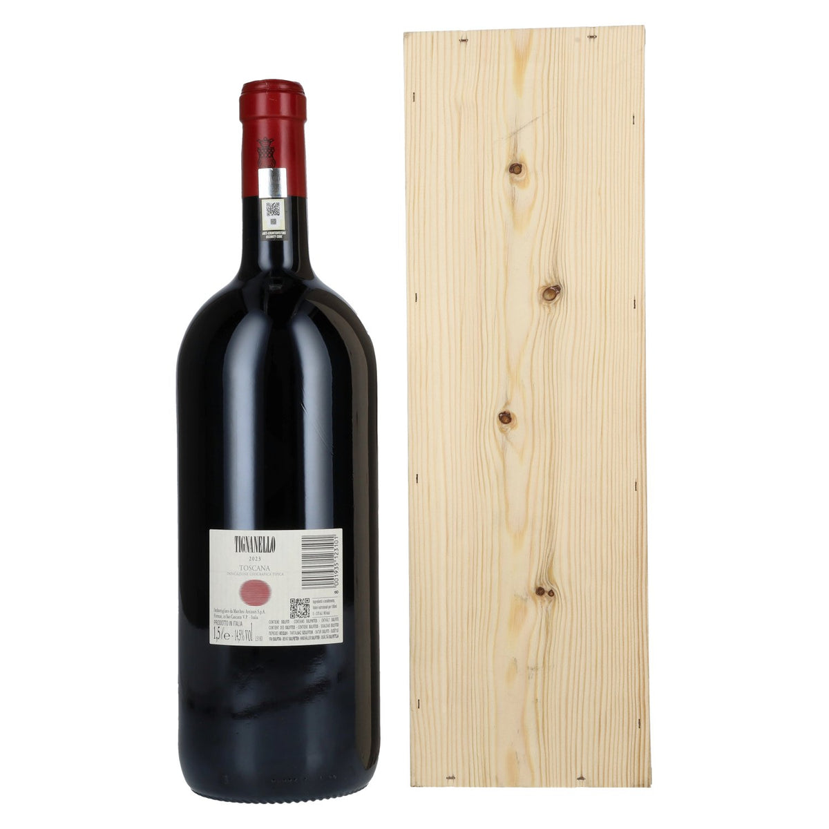 Marchesi Antinori Tignanello IGT 2023 14.5% ABV 1.5 litres in a wooden crate