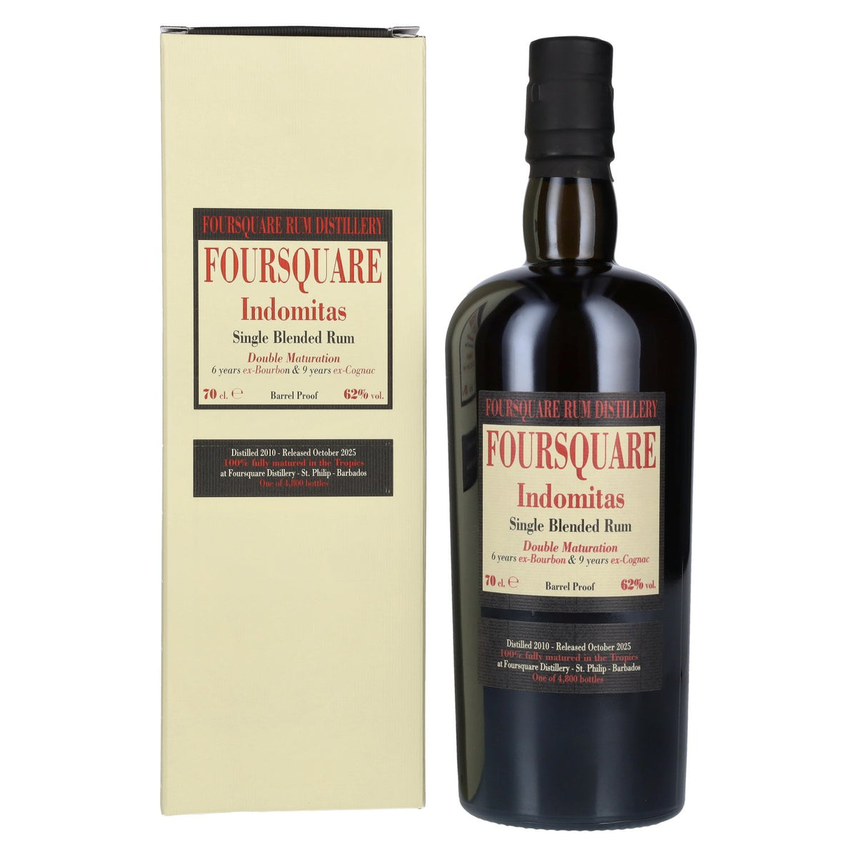 Foursquare 15 Years Old INDOMITAS Single Blended Rum 62% Vol. 0.7l in a gift box