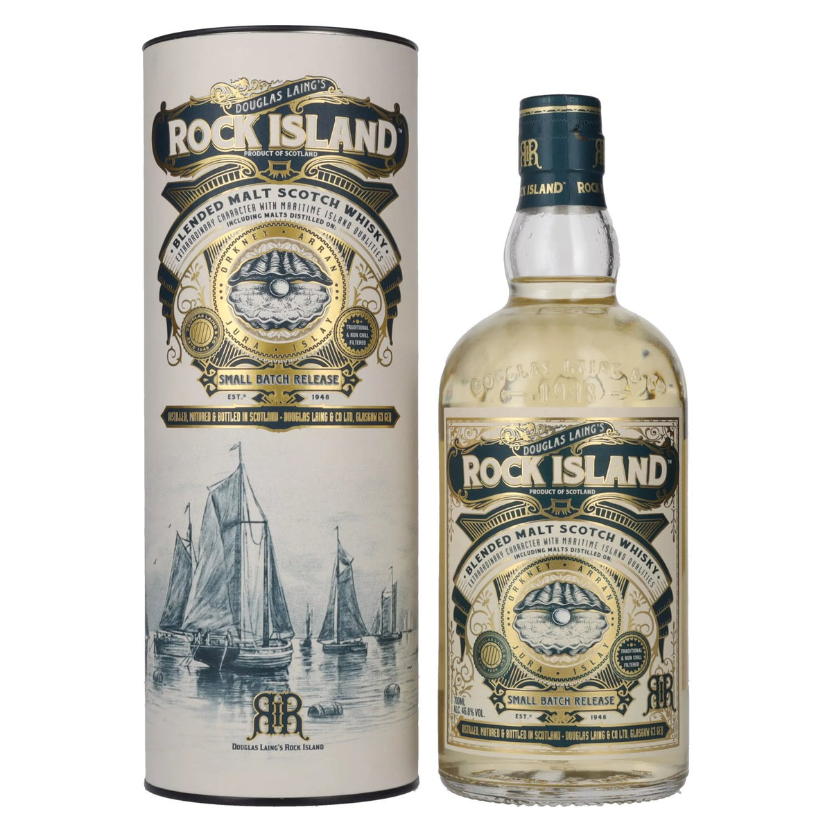 Douglas Laing ROCK ISLAND Blended Malt 46,8% vol. 0,7 l in geschenkverpakking