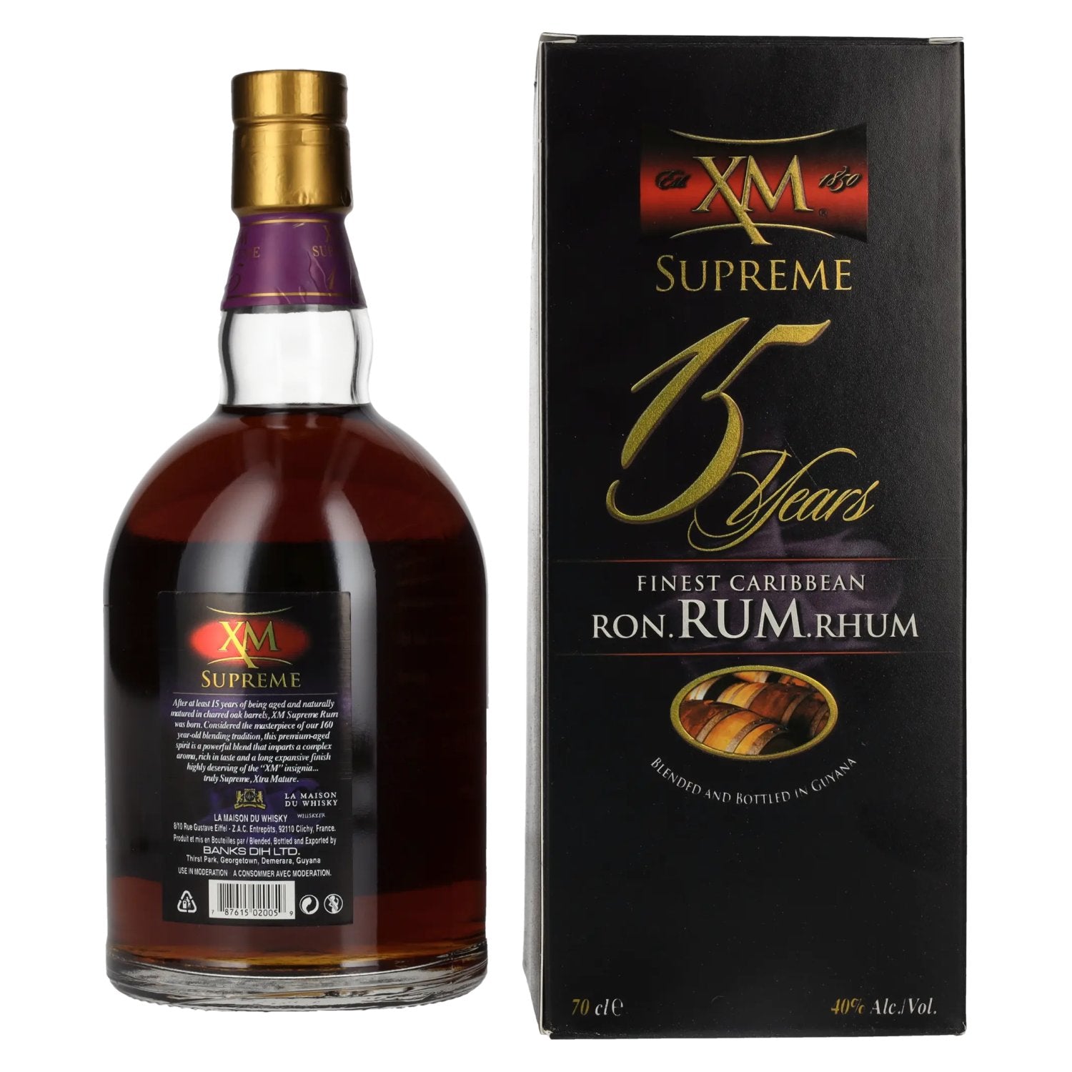 XM SUPREME 15 Jaar Oud Fijnste Caribische Rum 40% Vol. 0,7l in geschenkverpakking