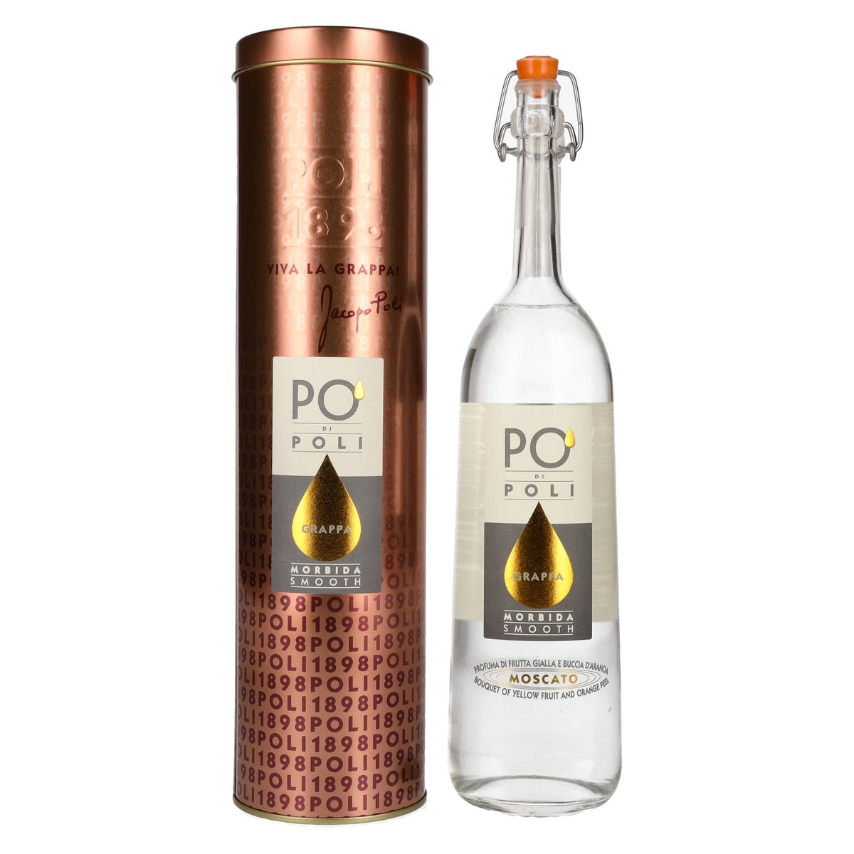 Poli Grappa Po di Poli Morbida Smooth 40% vol. 0,7 l in blikken doos
