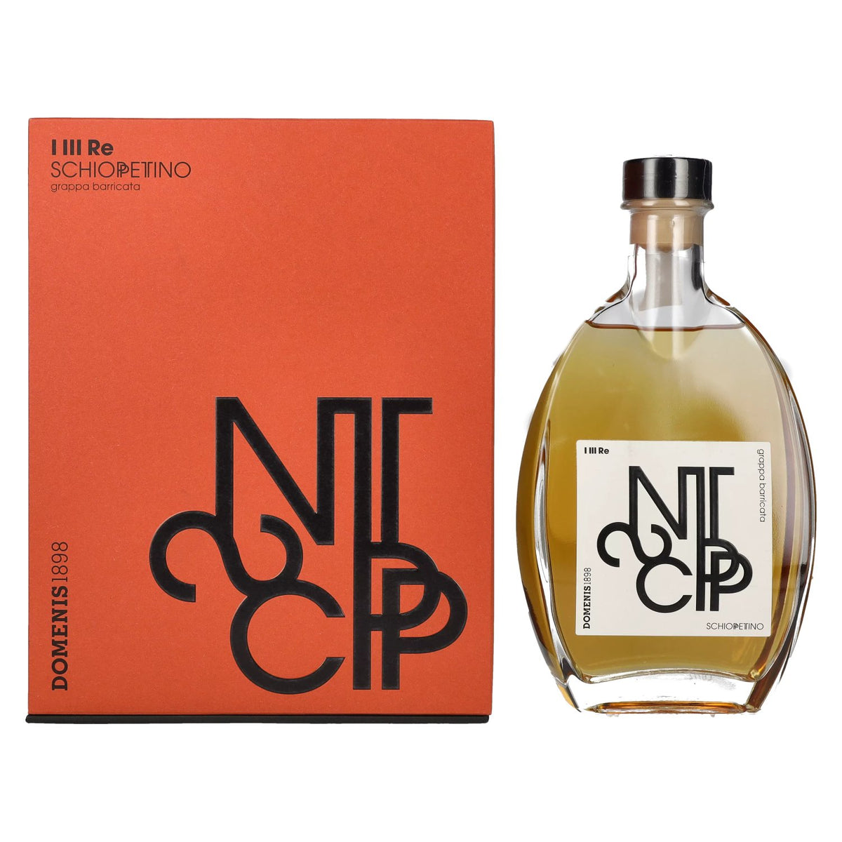 Domenis 1898 I III RE SCHIOPPETTINO aged grappa, barrel-aged, 40% ABV, 0.7 litres, in a gift box