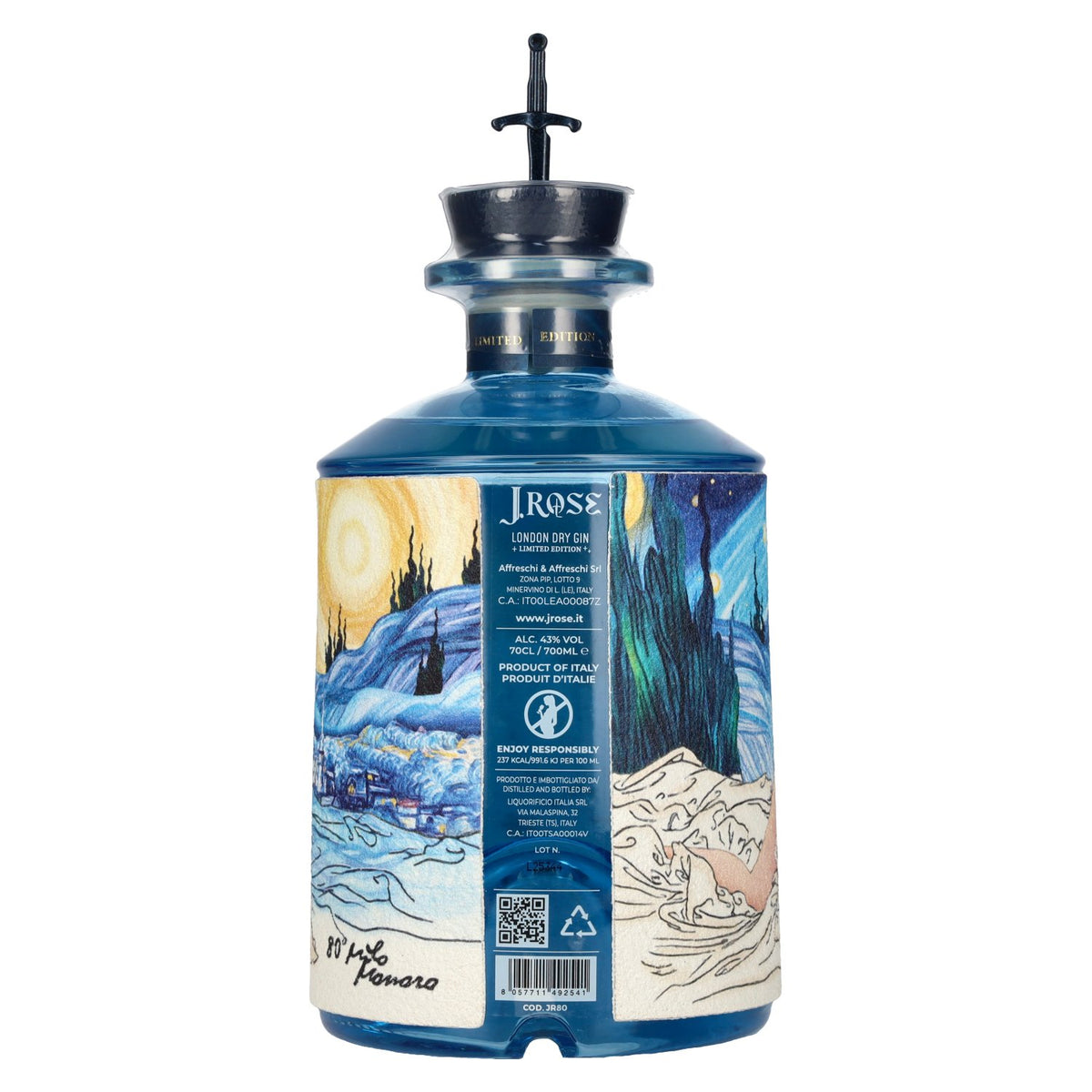 J. Rose London Dry Gin JR80 Limited Edition 43% vol. 0,7 l met LED-lichtsticker