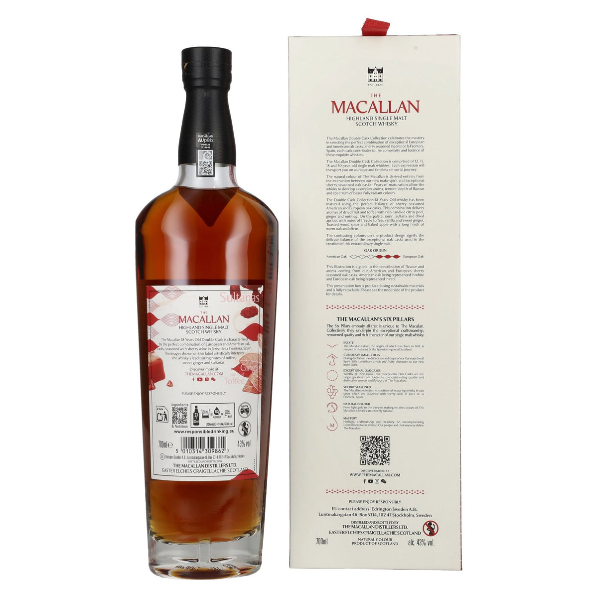 The Macallan 18 ans d'âge DOUBLE CASK 2025, 43 % vol., 0,7 l, dans un coffret cadeau