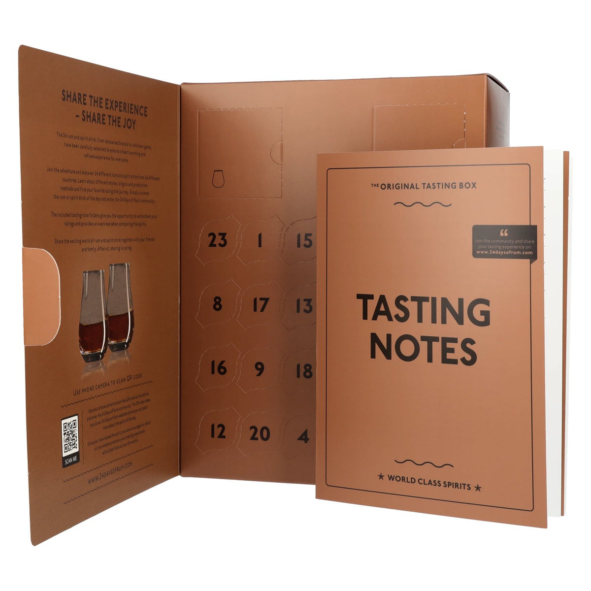 24 DAYS OF RUM AND SPIRIT DRINK The Original Tasting Box 41% Vol. 24x0,02l en coffret cadeau avec 2 verres Nosing