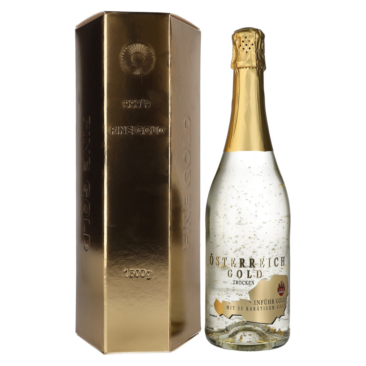 Oostenrijks goud – met 23-karaats bladgoud, 9,5% vol., 0,75 l in geschenkverpakking