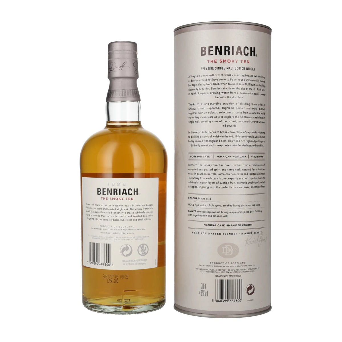 Benriach THE SMOKY TEN Three Cask Matured Speyside Single Malt 46% vol. 0,7 l in geschenkverpakking