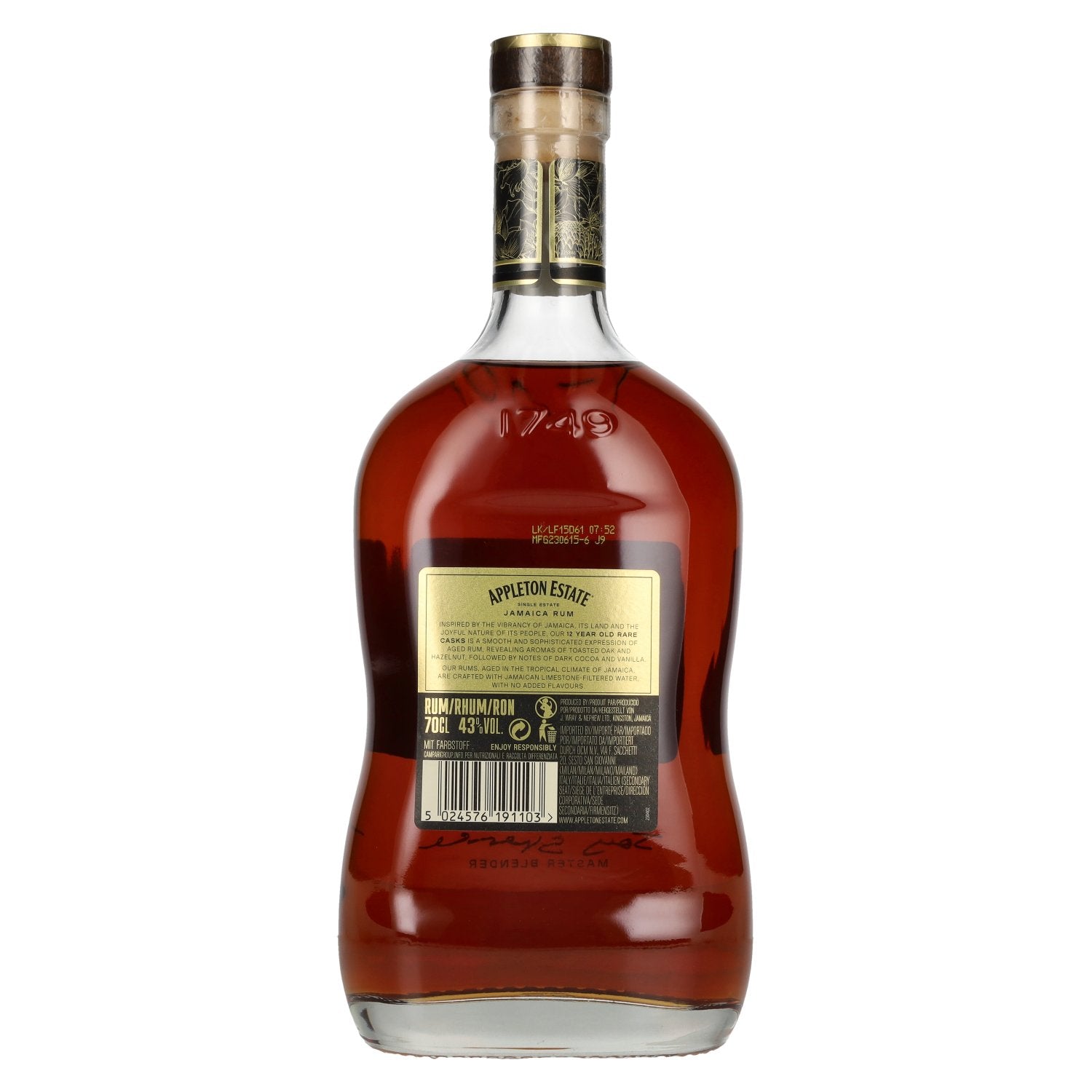 Appleton Estate 12 Jaar Oude Zeldzame Vaten Jamaica Rum 43% Vol. 0,7l
