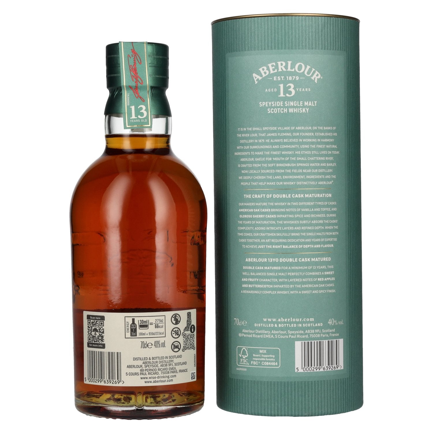 Aberlour 13 Years Old DOUBLE CASK MATURED Reizen Exclusief Speyside Single Malt 40% Vol. 0,7l in geschenkverpakking