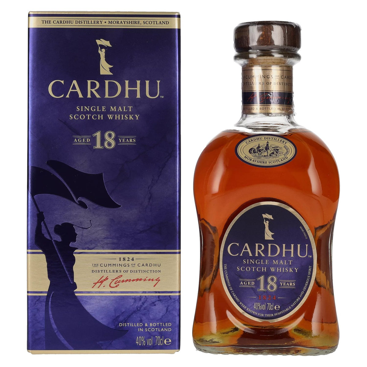 Cardhu 18-Year-Old Single Malt Scotch Whisky, 40% ABV, 0.7 litres, in a gift box