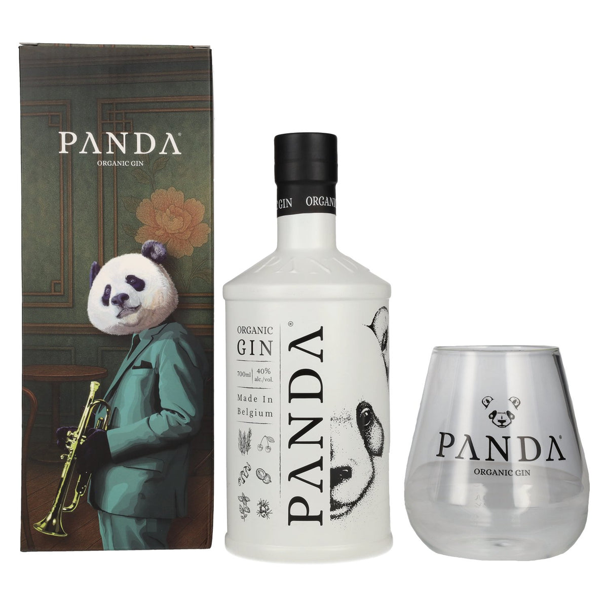 Panda Organic Gin 40% vol. 0,7 l in geschenkverpakking met glas
