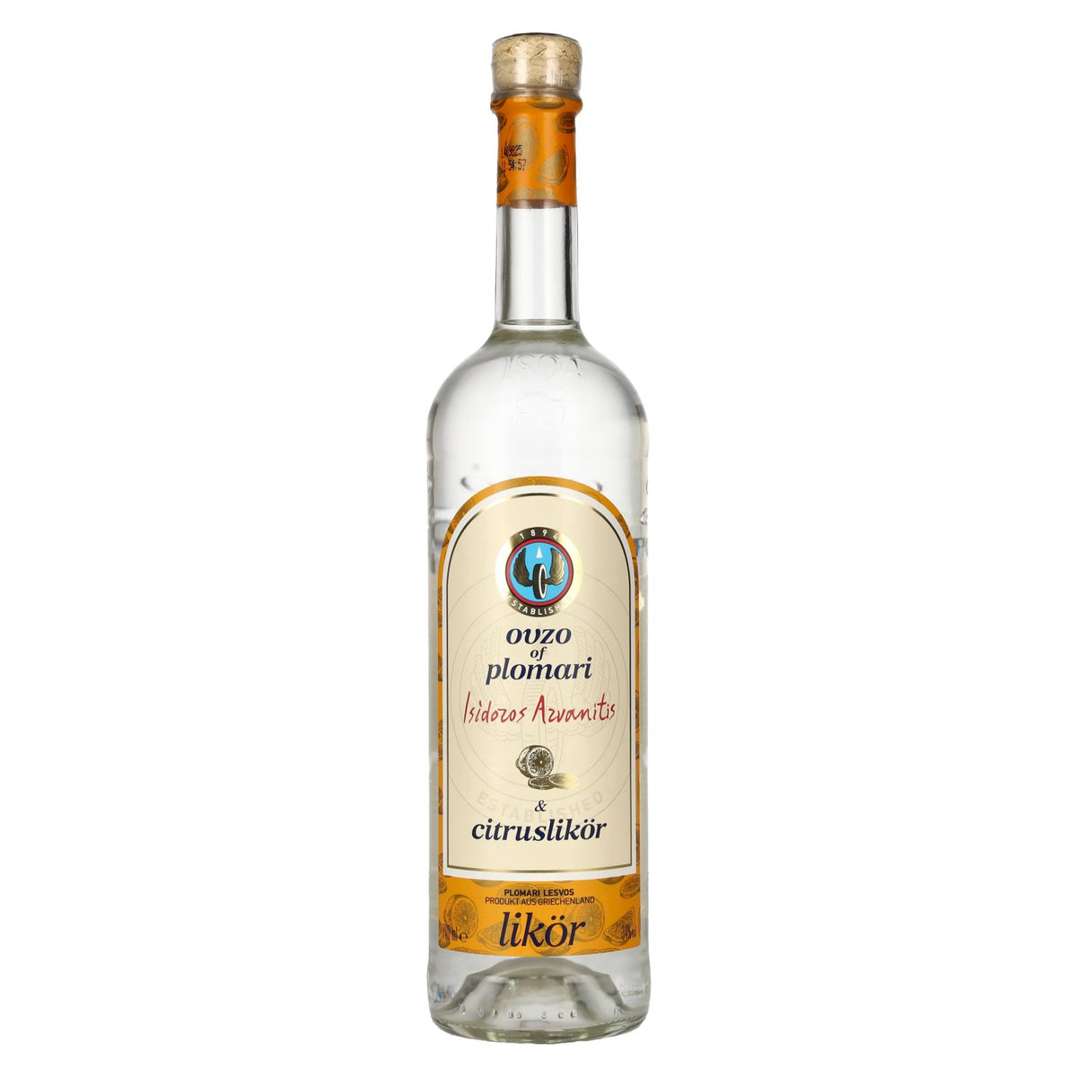 Ouzo Plomari, liqueur d'agrumes, 34 % vol., 0,7 l