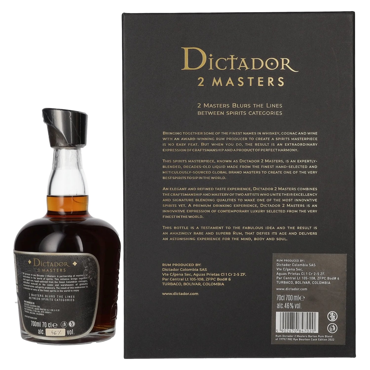 Dictador 2 MASTERS 1979/1982 Barton Colombian Aged Rum 46% Vol. 0,7l in gift box