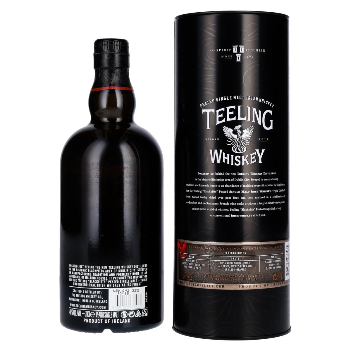Teeling Whiskey BLACKPITTS PEATED Single Malt Irish Whiskey 46% vol. 0.7 l in a tin box