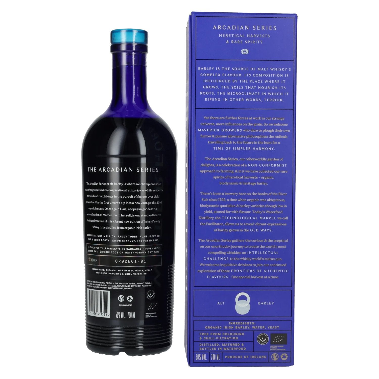 Waterford ORGANIC Ierse Single Malt Whisky GAIA 2.1 50% Vol. 0,7l in geschenkverpakking