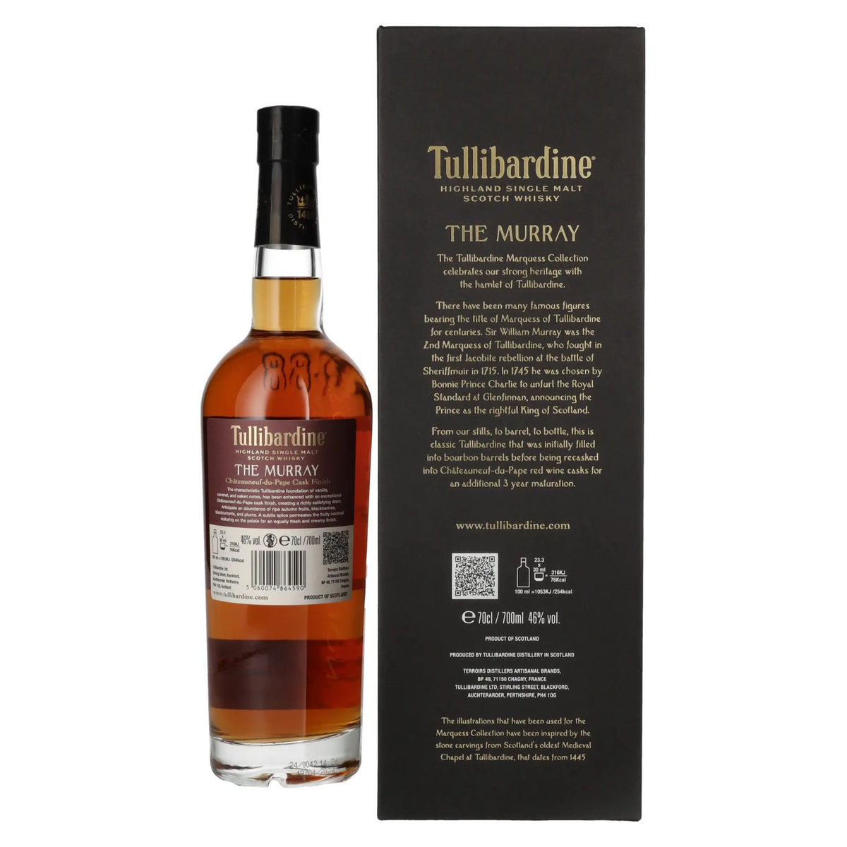 Tullibardine THE MURRAY The Marquess Collection, finition Châteauneuf-du-Pape 2008, 46 % vol., 0,7 l, dans un coffret cadeau