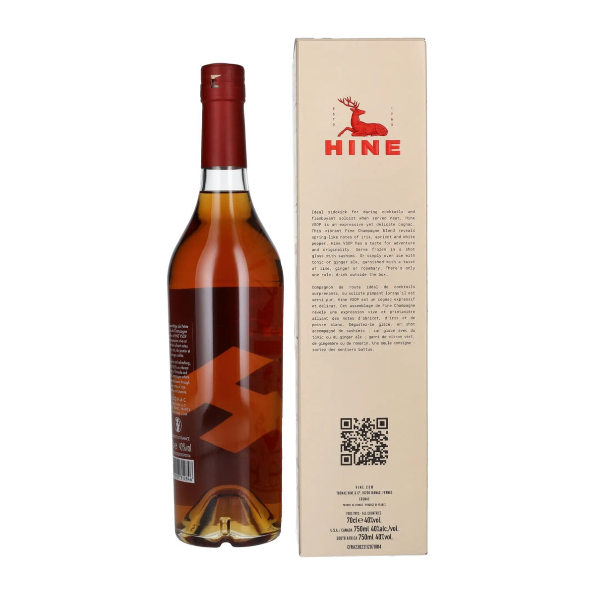 Cognac H by Hine VSOP Fine Champagne Design 40 % vol., 0,7 l, dans un coffret cadeau
