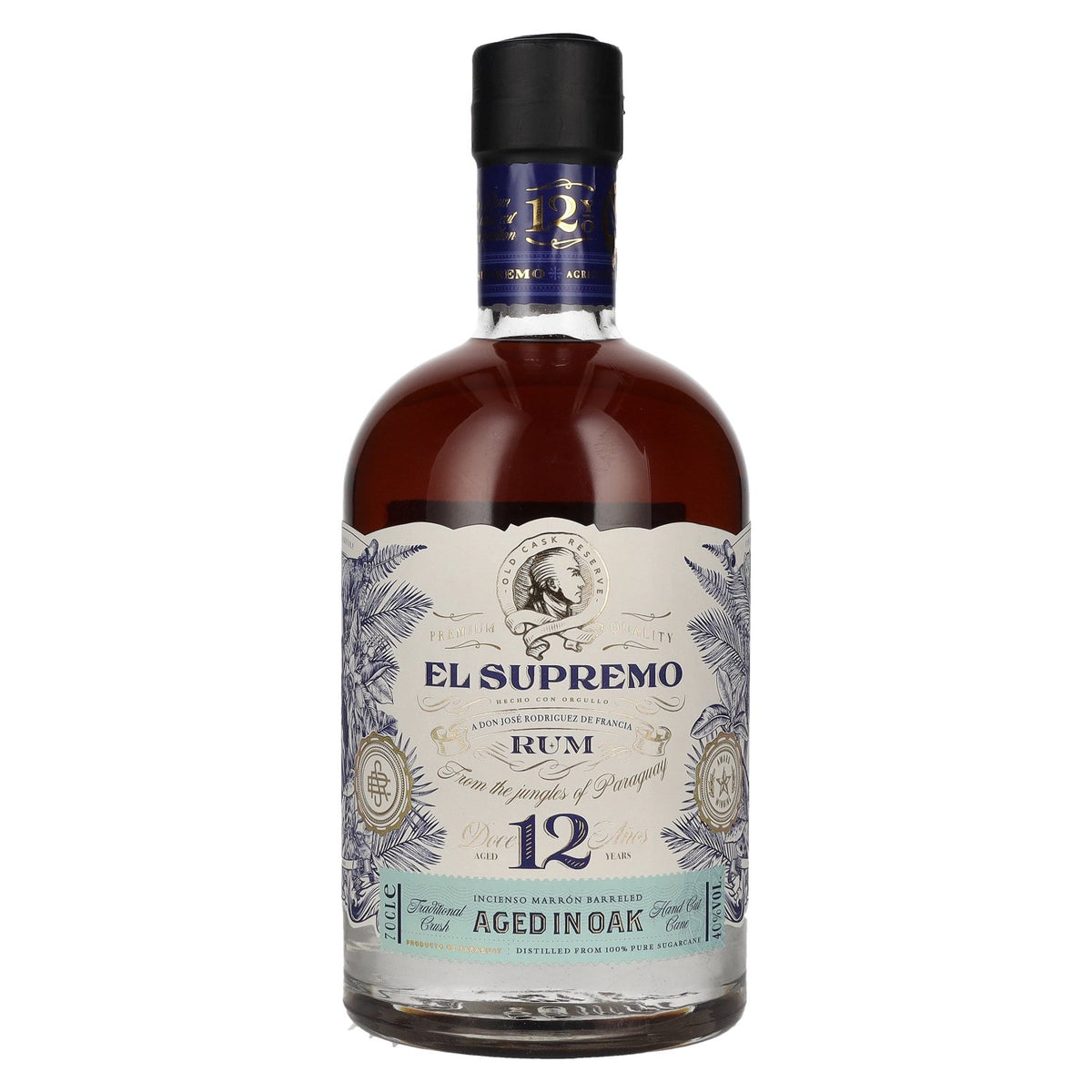 Rhum El Supremo 12 ans d'âge, vieilli en fût de chêne, 40 % vol., 0,7 l