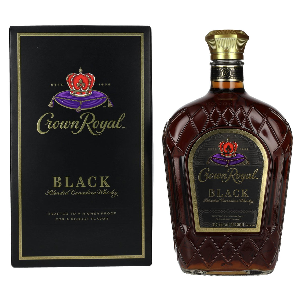 Crown Royal BLACK Blended Canadian Whisky, 45% vol., 1 litre, in a gift box