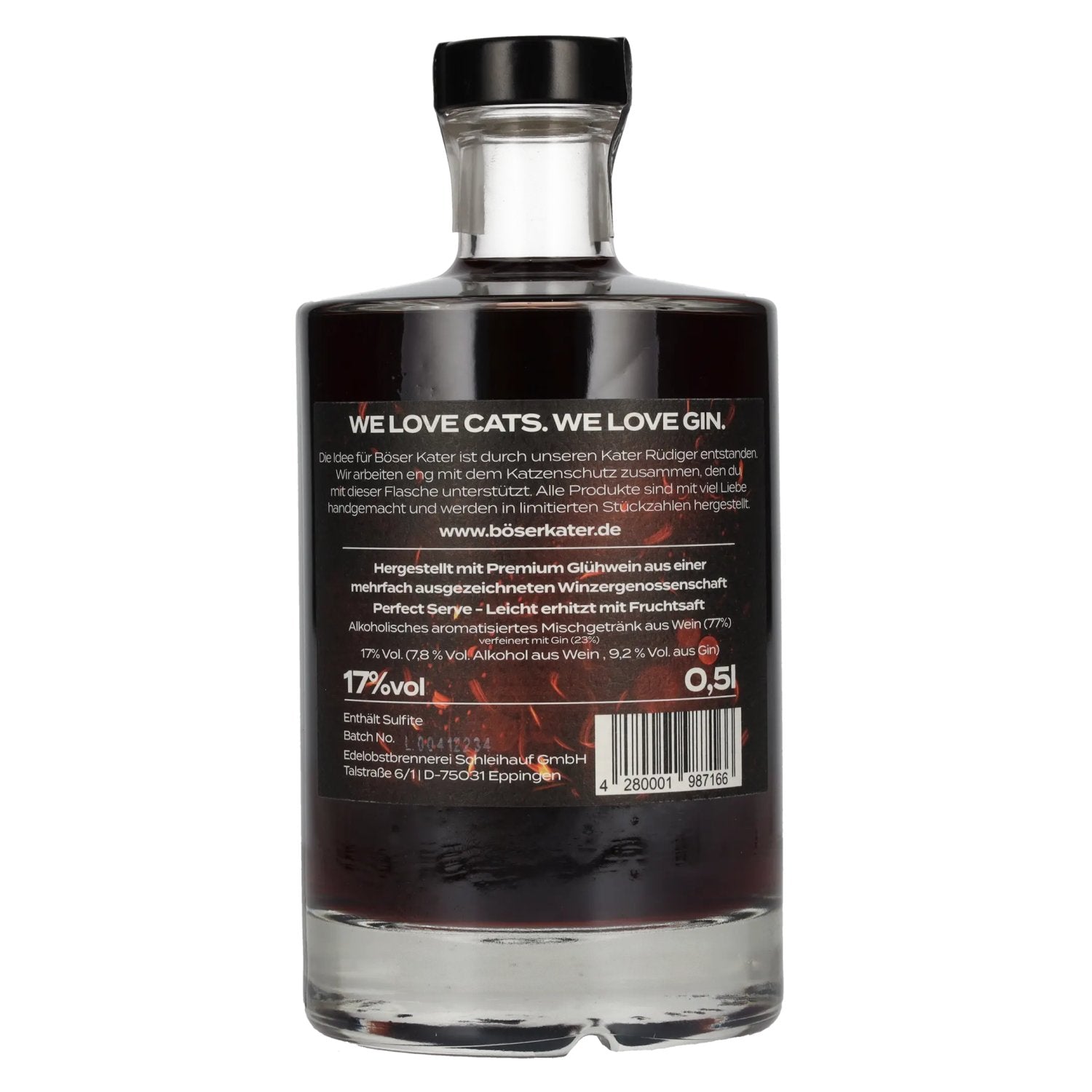 Böser Kater Heiße Mieze Handgemaakte Glühpunsch &amp; Gin 17% Vol. 0.5l