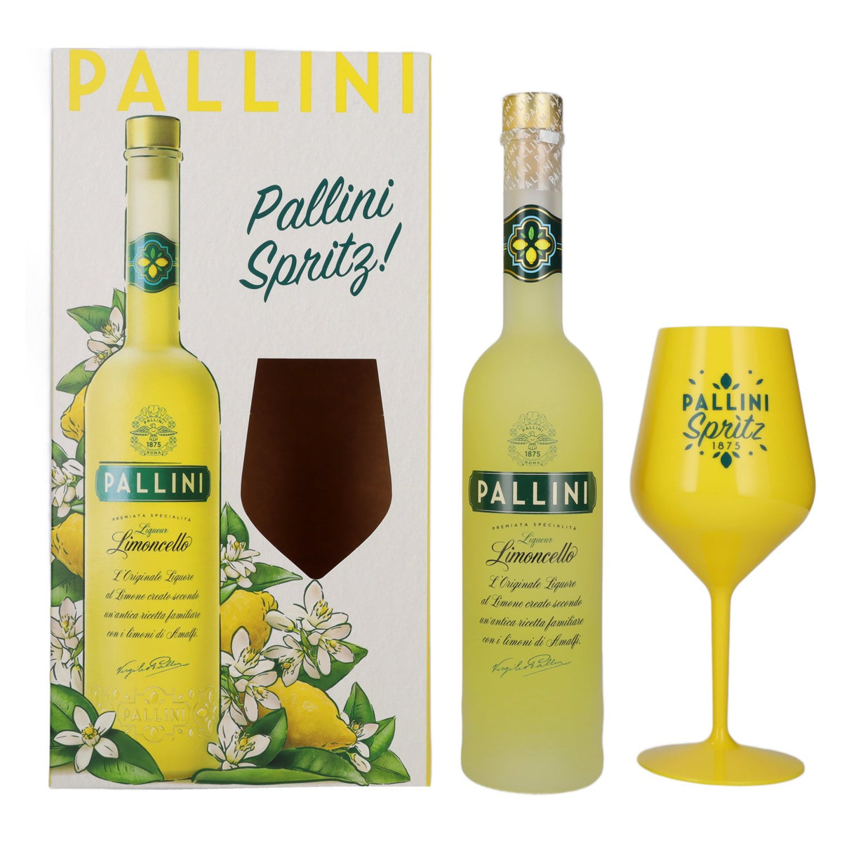 Pallini Limoncello-likeur 26% vol. 0,5 l in geschenkverpakking met glas