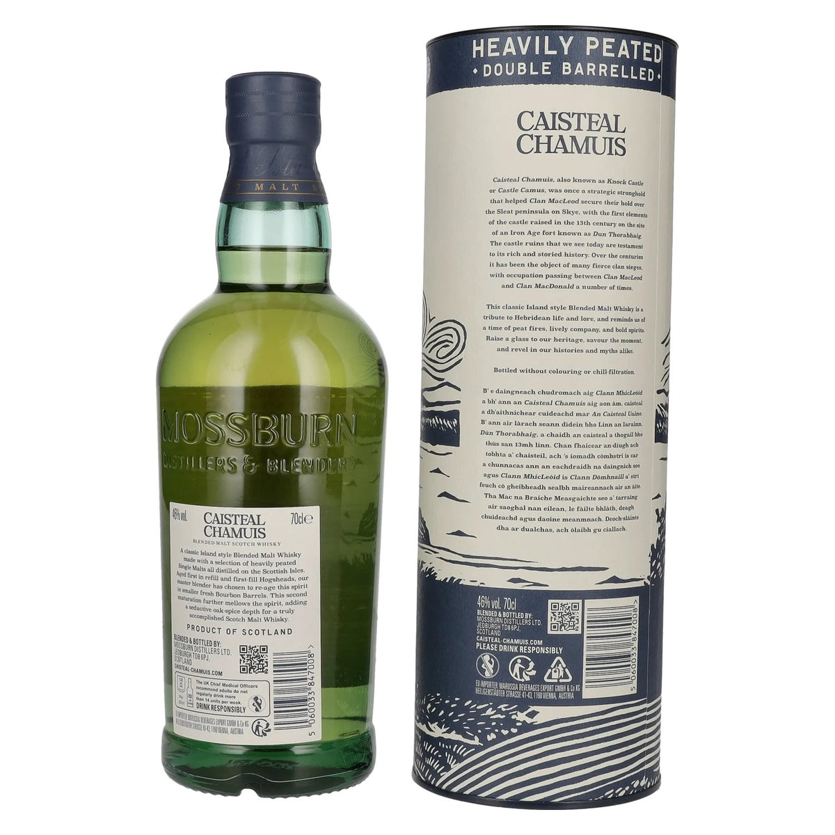 Caisteal Chamuis Bourbon Casks Heavily Peated Blended Malt Scotch Whisky 46% Vol. 0,7l in Geschenkbox
