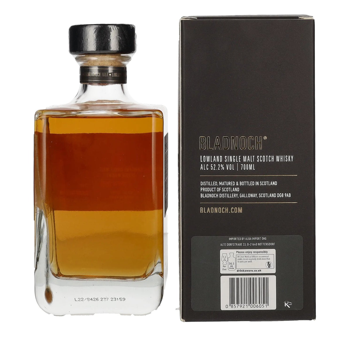 Whisky écossais single malt Bladnoch LIORA Lowland, 52,2 % vol., 0,7 l, dans un coffret cadeau