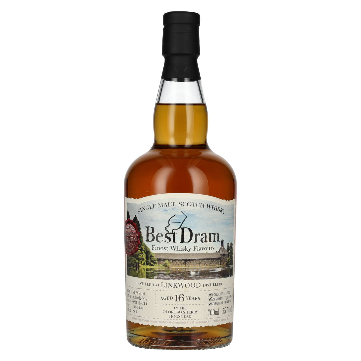 Best Dram 16 ans d'âge Linkwood 1st Fill Oloroso Hogshead Single Malt n° 306431 2008 55,7 % vol. 0,7 l