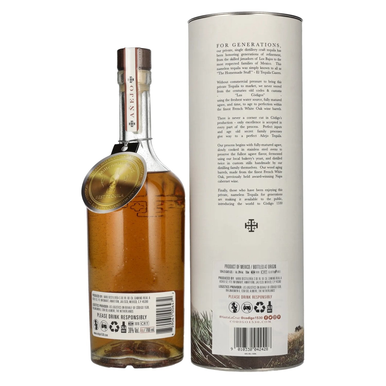 Código 1530 AÑEJO Tequila 38% vol. 0,7l en boîte cadeau