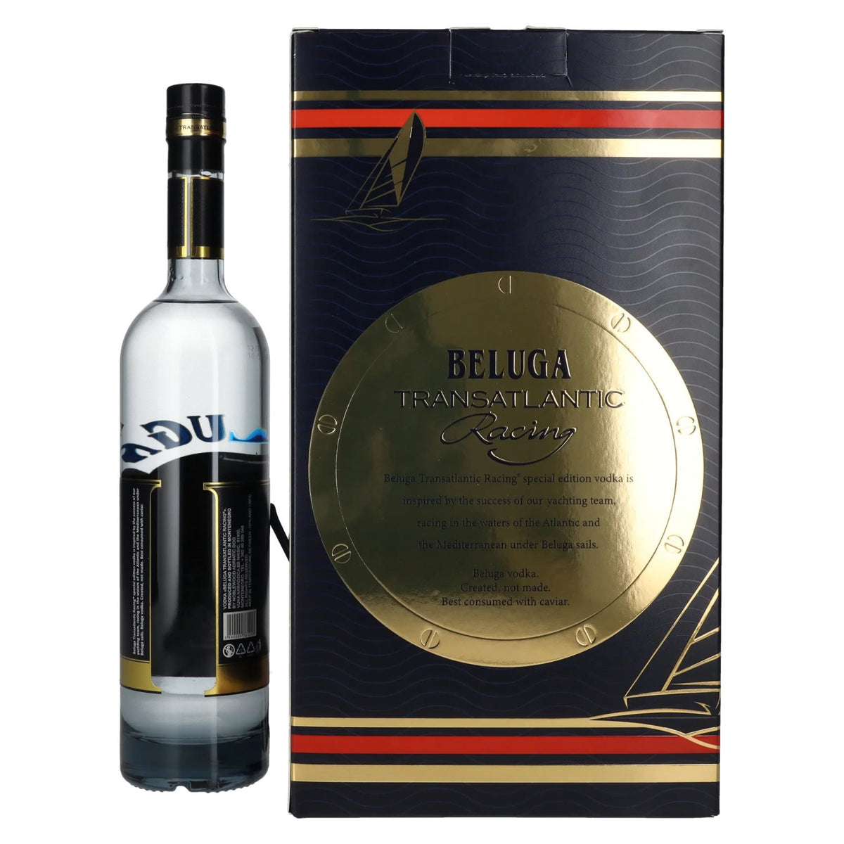 Beluga Transatlantic Racing Montenegro Vodka 40% vol. 0,7 l in geschenkverpakking met zonnebril