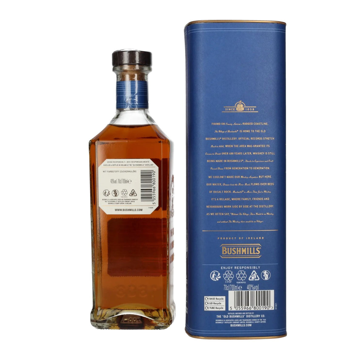 Bushmills 12 Years Old Single Malt Irish Whiskey 40% Vol. 0,7l in Geschenkbox