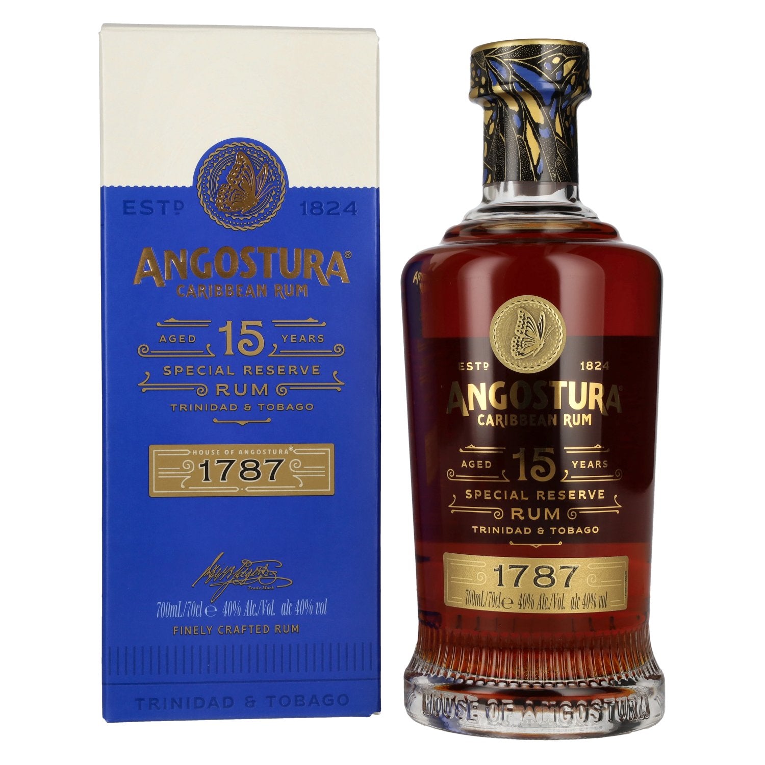 Angostura 1787 15 Years Old Super Premium Rum 40% Vol. 0,7l en boîte cadeau