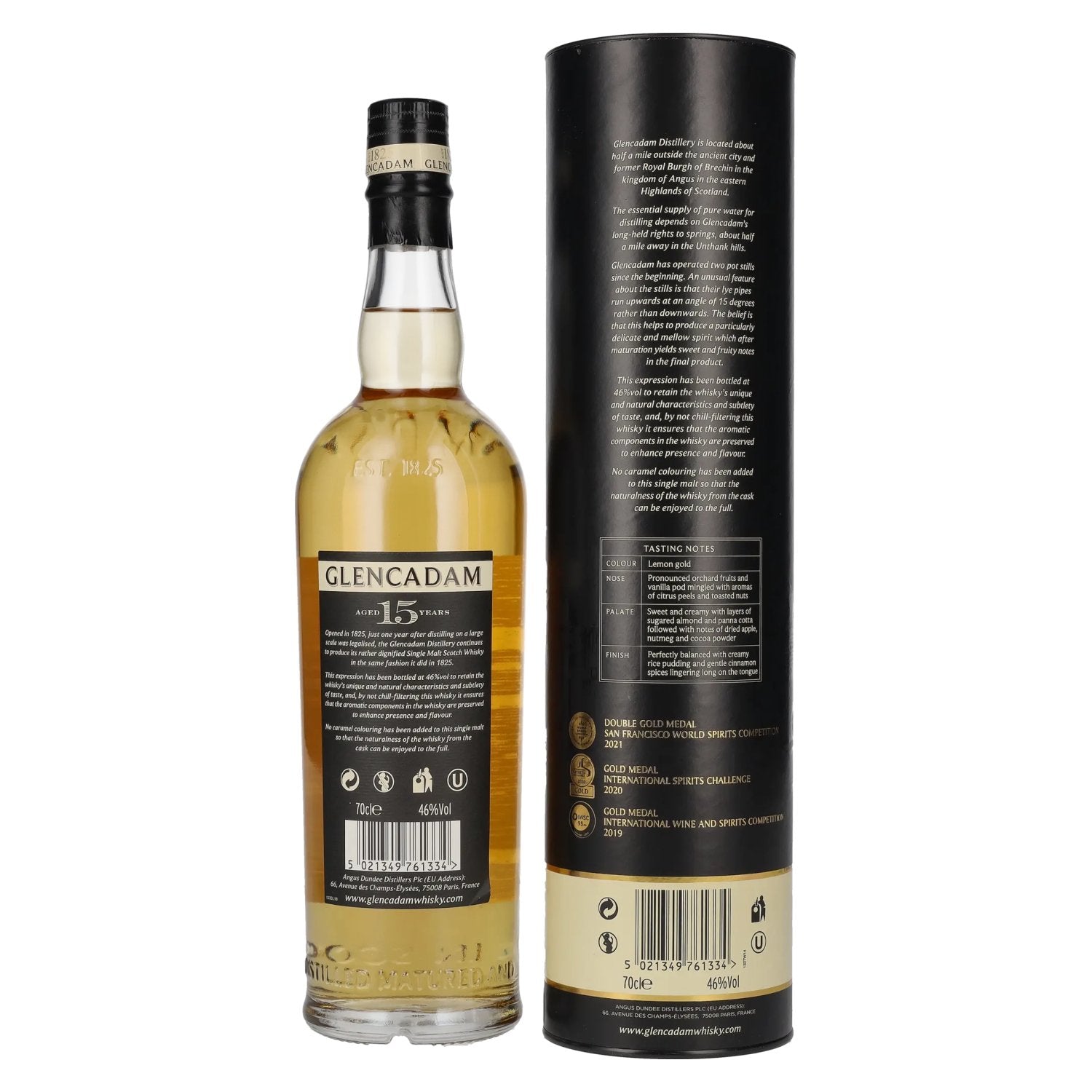 Glencadam 15 Years Old Highland Single Malt Scotch Whisky 46% Vol. 0,7l en boîte cadeau