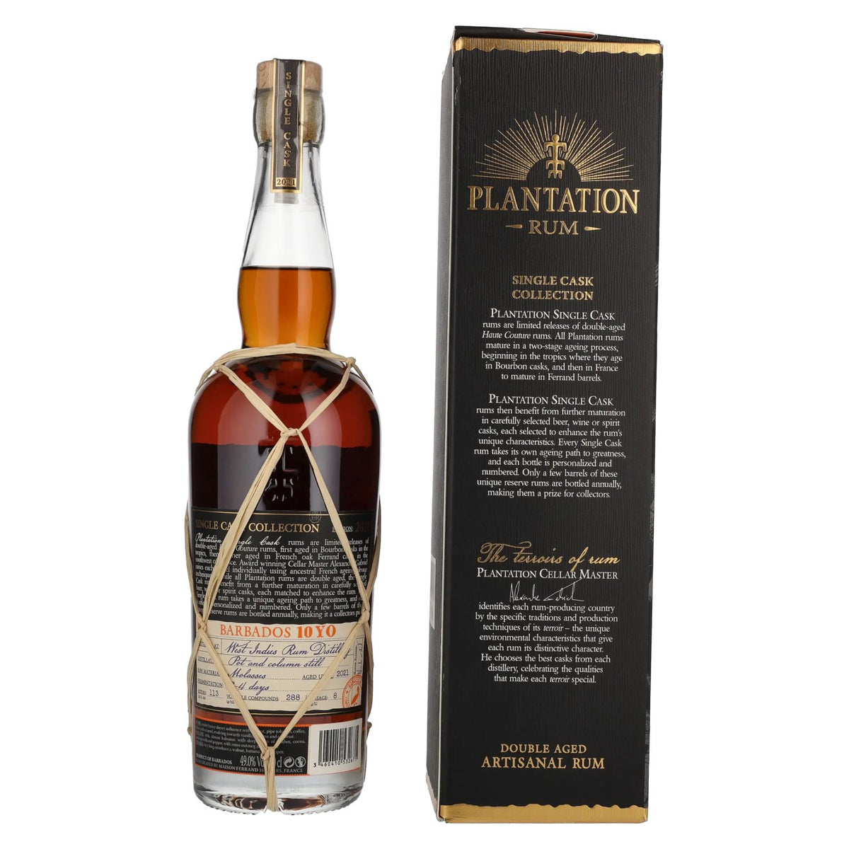 Plantation Rum BARBADOS 10 ans d'âge, édition 2021 vieillie en fûts de sherry Oloroso, 49 % vol., 0,7 l, dans un coffret cadeau