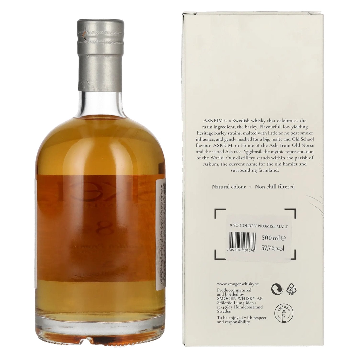 ASKEIM 8 Years Old Golden Promise Swedish Single Malt Whisky 57,7% Vol. 0,5l in Geschenkbox