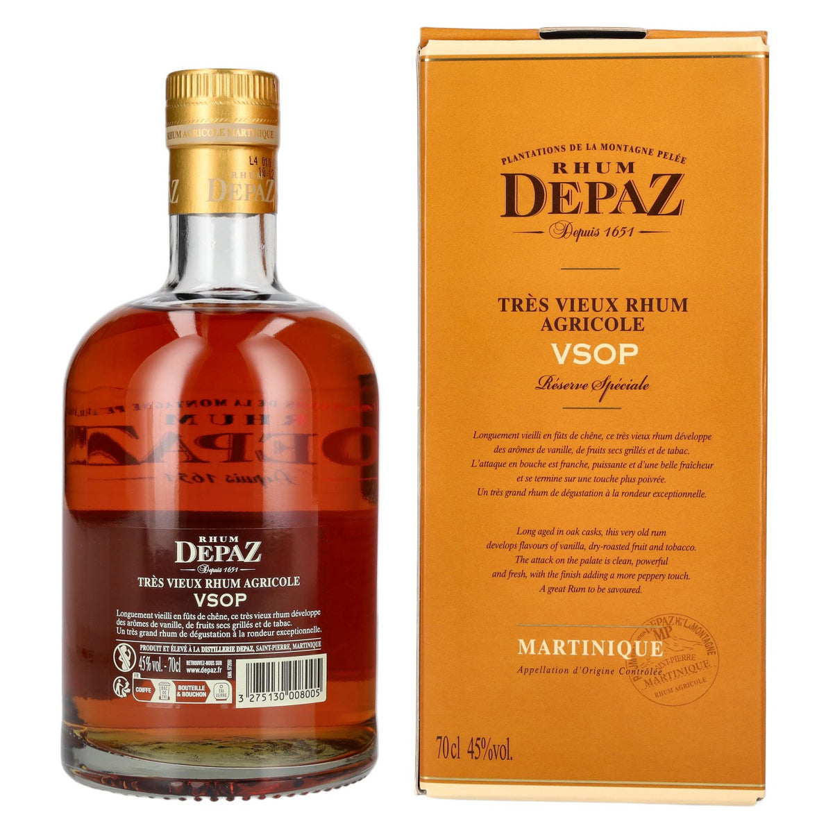 Depaz Rhum Très Agricole Vieux VSOP 45 % vol., 0,7 l, dans un coffret cadeau