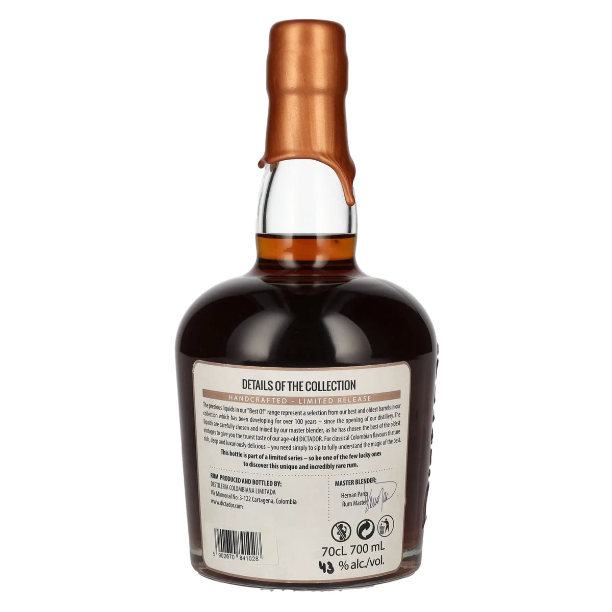 Dictador BEST OF 1987 ALTISIMO Colombiaanse rum 30 jaar oud/010317/EX-W278 43% vol. 0,7 l