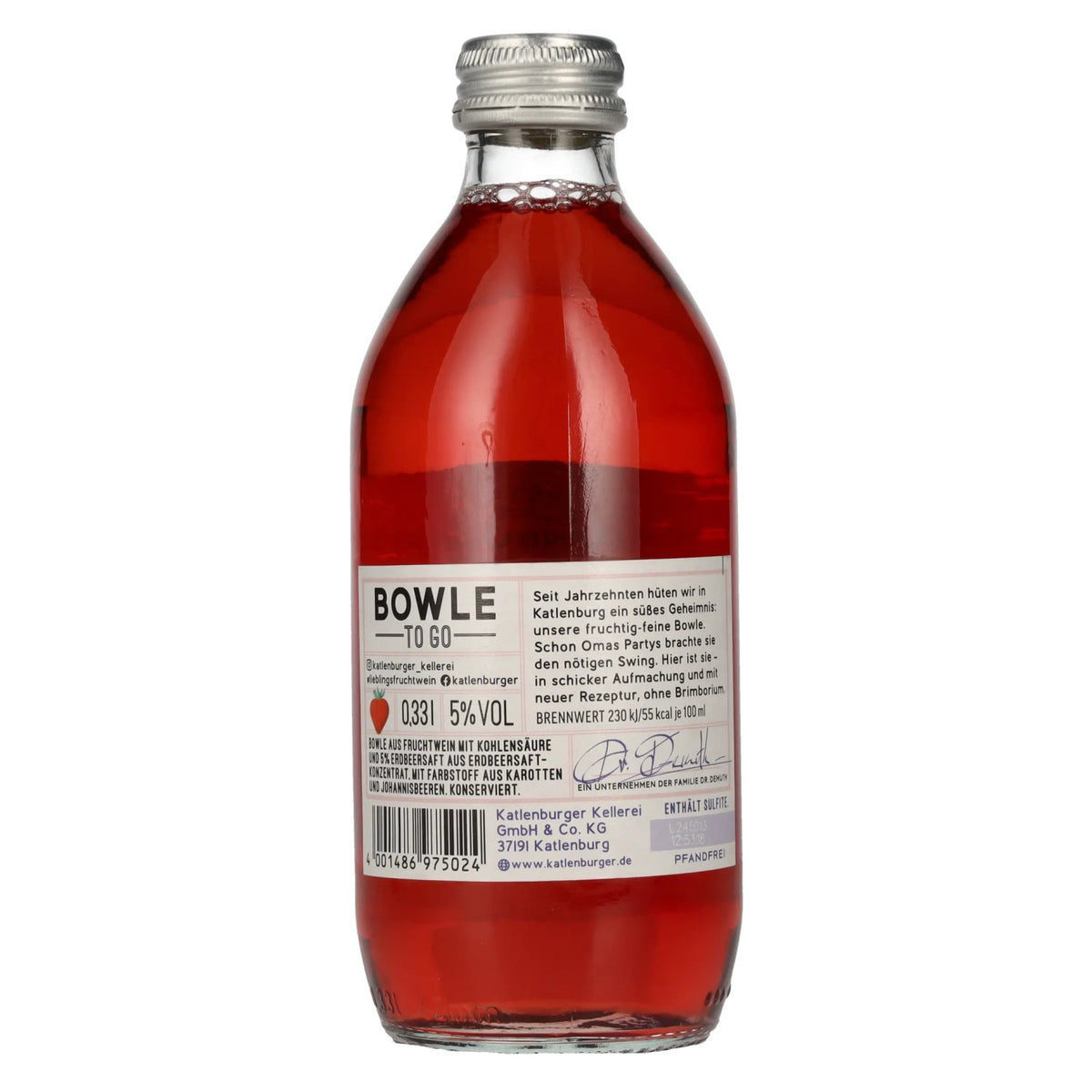 Katlenburger Bowle-To-Go Aardbei 5% vol. 0,33 l