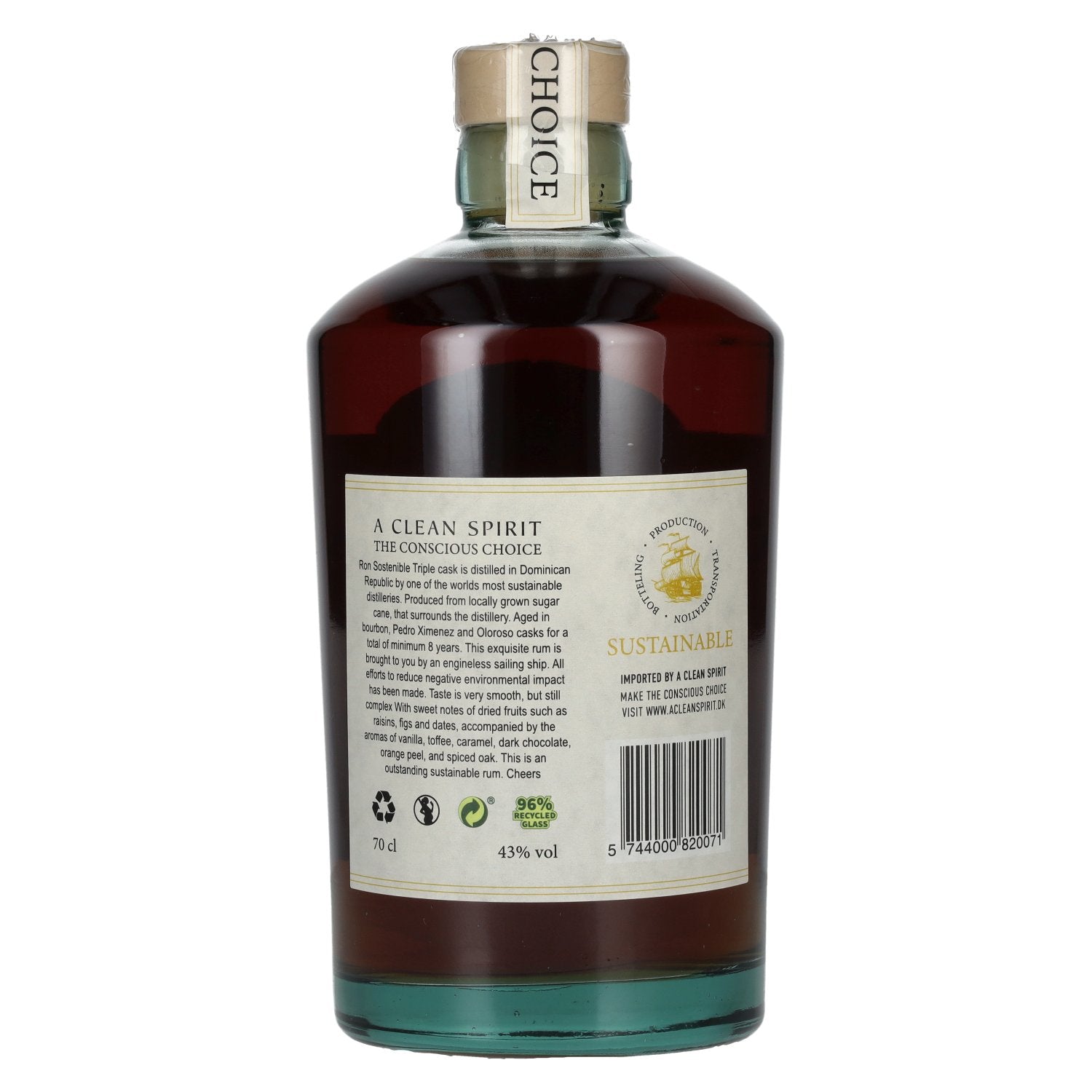 Ron Sostenible 8 Years Old Triple Cask Rum 43% Vol. 0,7l