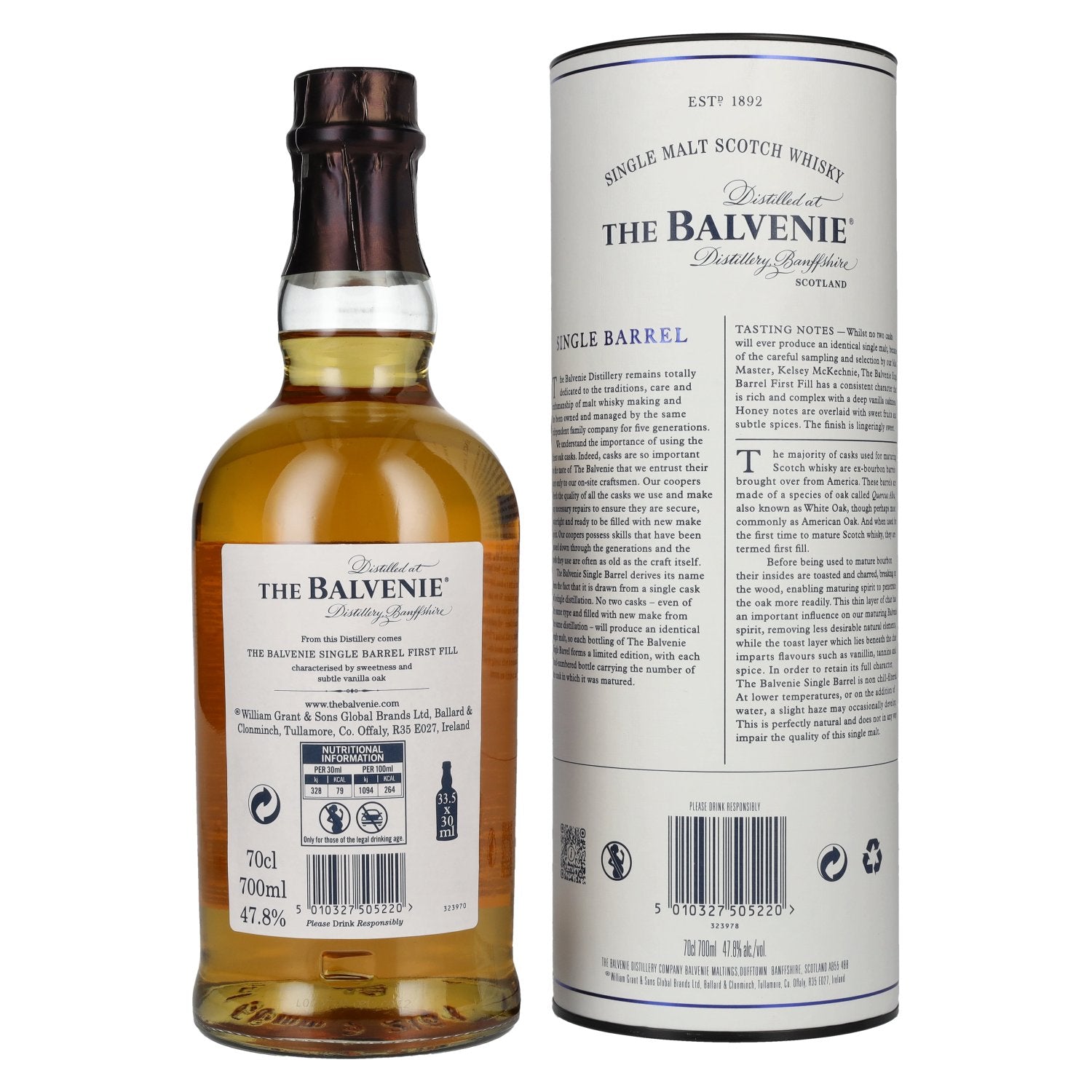 The Balvenie 12 Years Old Single Barrel First Fill 47,8% Vol. 0,7l in geschenkverpakking