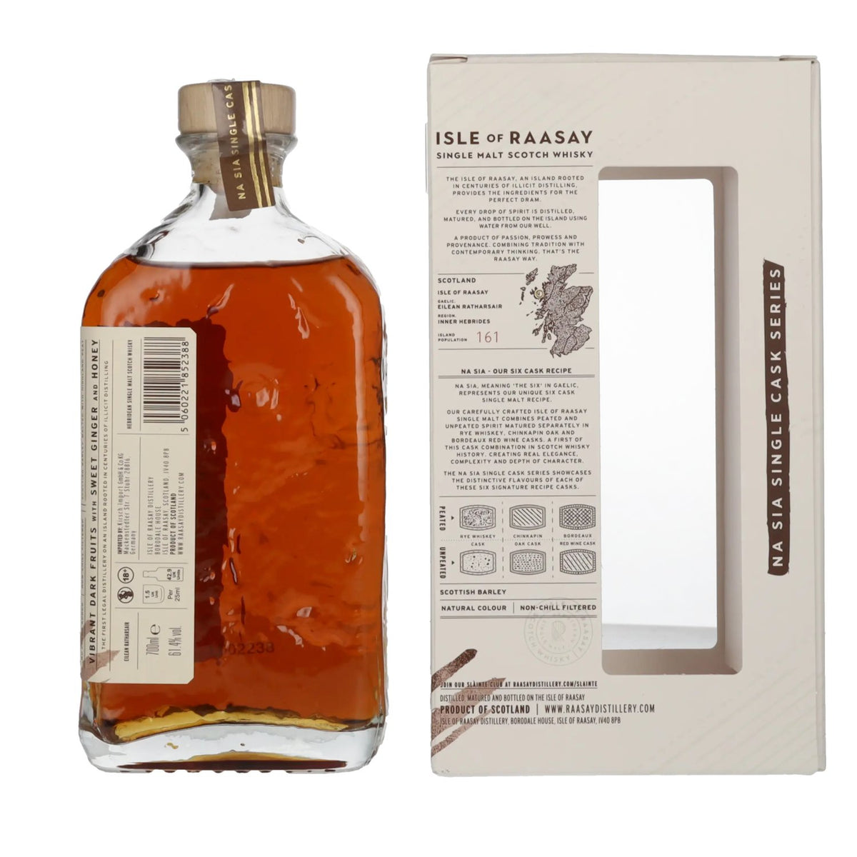 Isle of Raasay 5-Year-Old Chinkapin Oak Single Malt 61.4% ABV 0.7 litres in a gift box