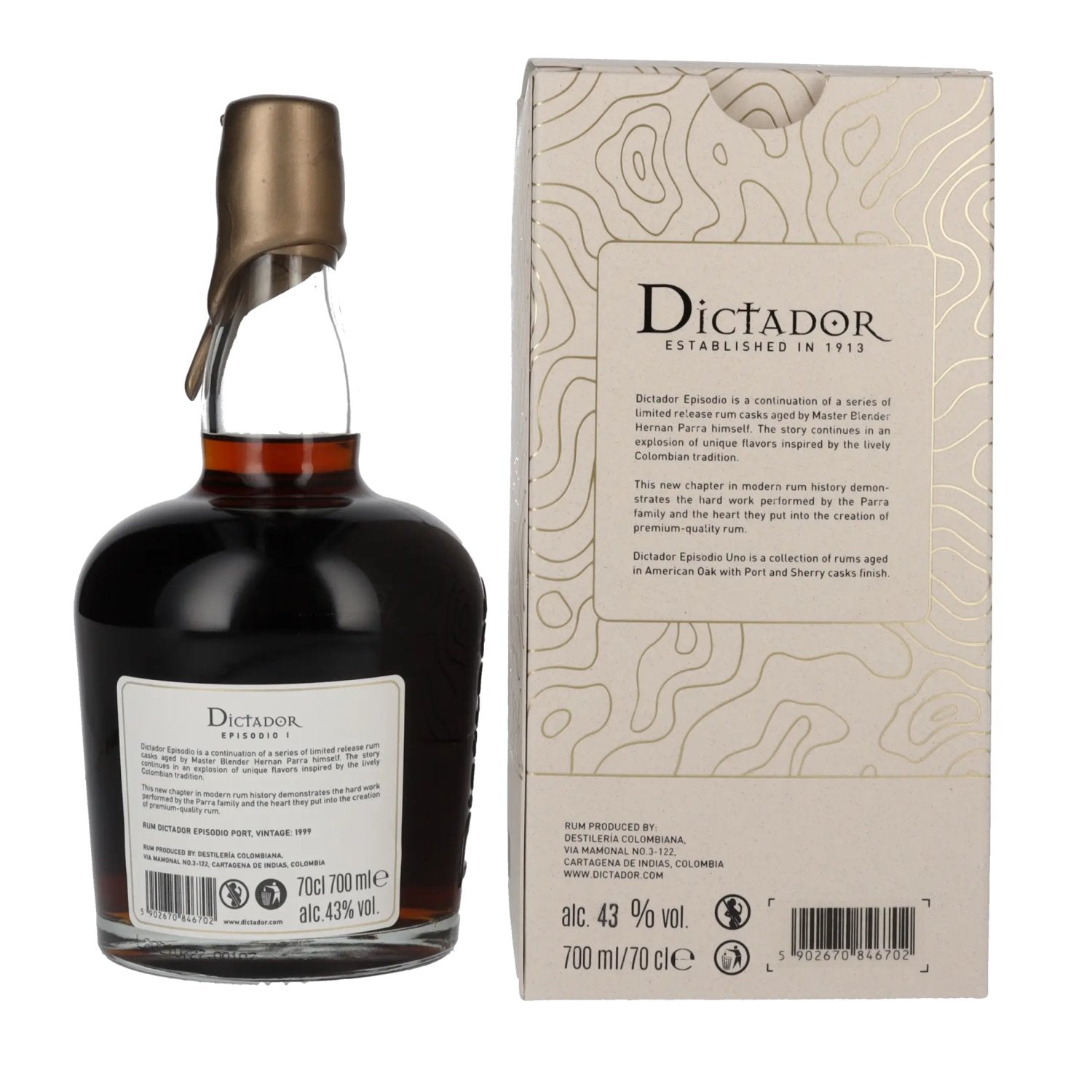 Dictador EPISODIO I 22 Years Old PORT CASK Rum 1999 43% Vol. 0,7l in Geschenkbox