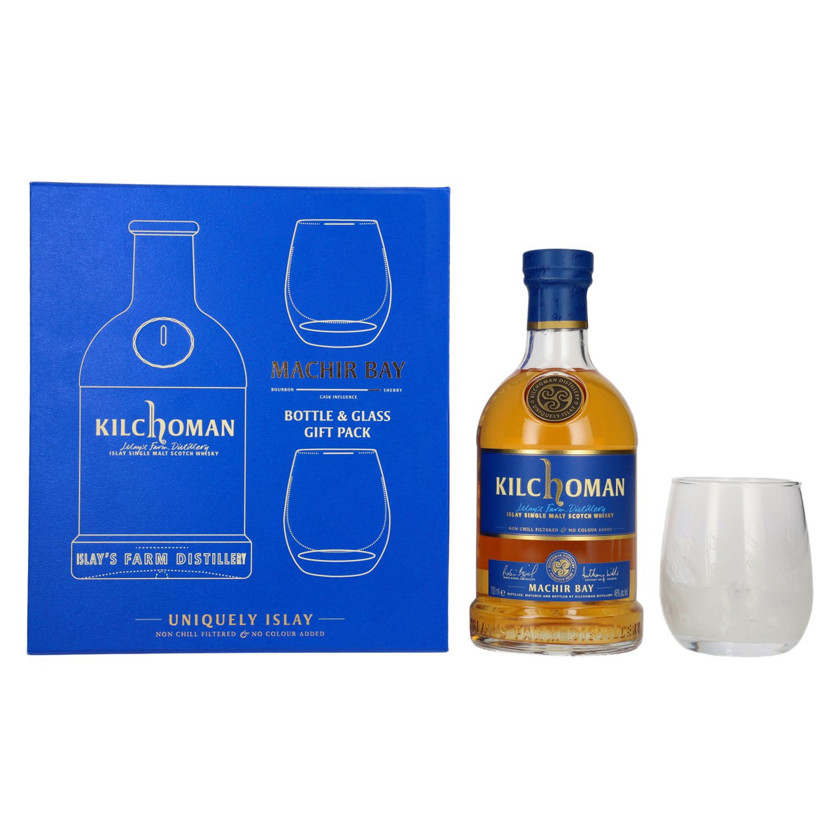 Kilchoman THE MACHIR BAY COFFRET CADEAU 46 % vol., 0,7 l, dans un coffret cadeau avec 2 verres