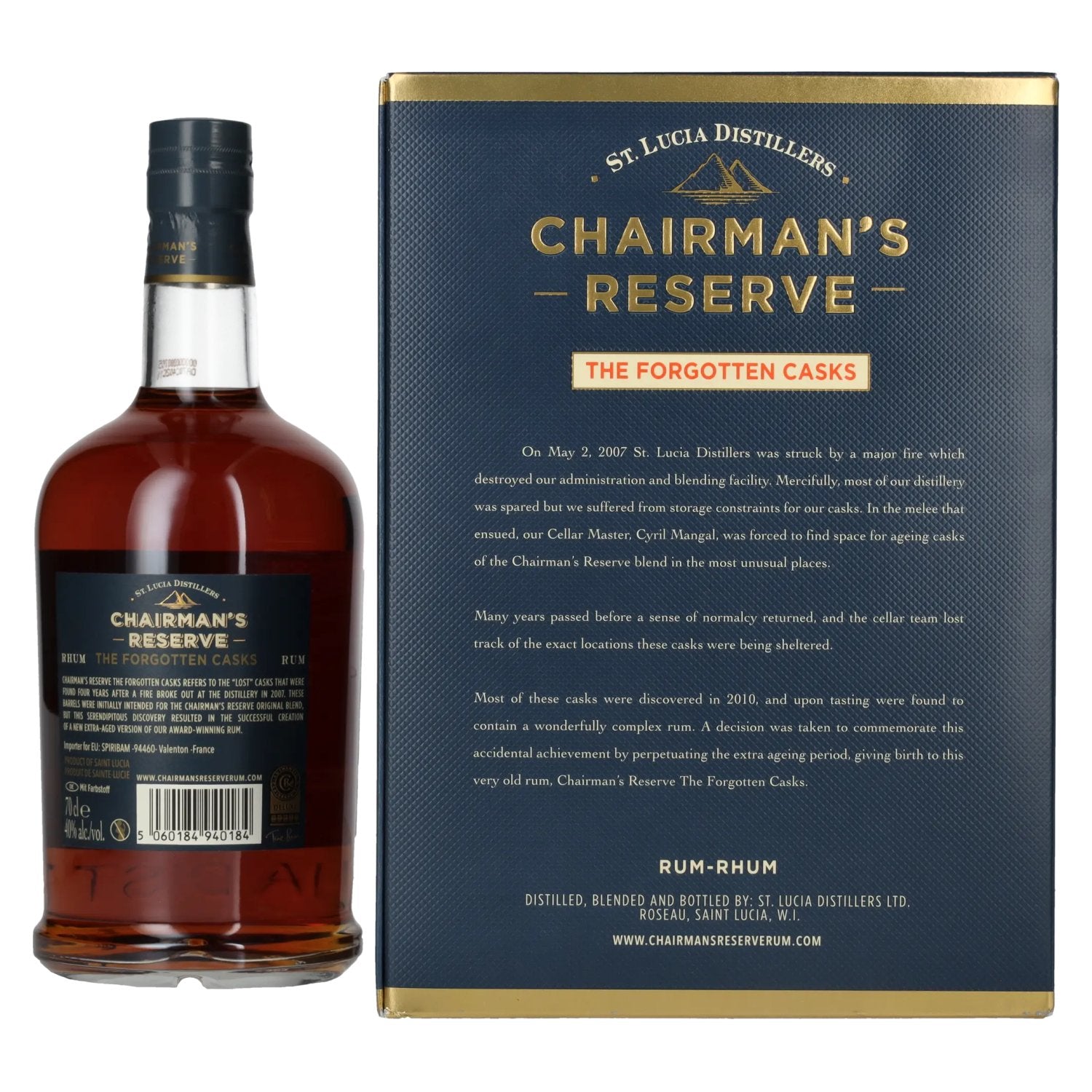 Chairman's Reserve THE FORGOTTEN CASKS Finest St. Lucia Rum 40% Vol. 0,7l in Geschenkbox mit 2 Gläsern