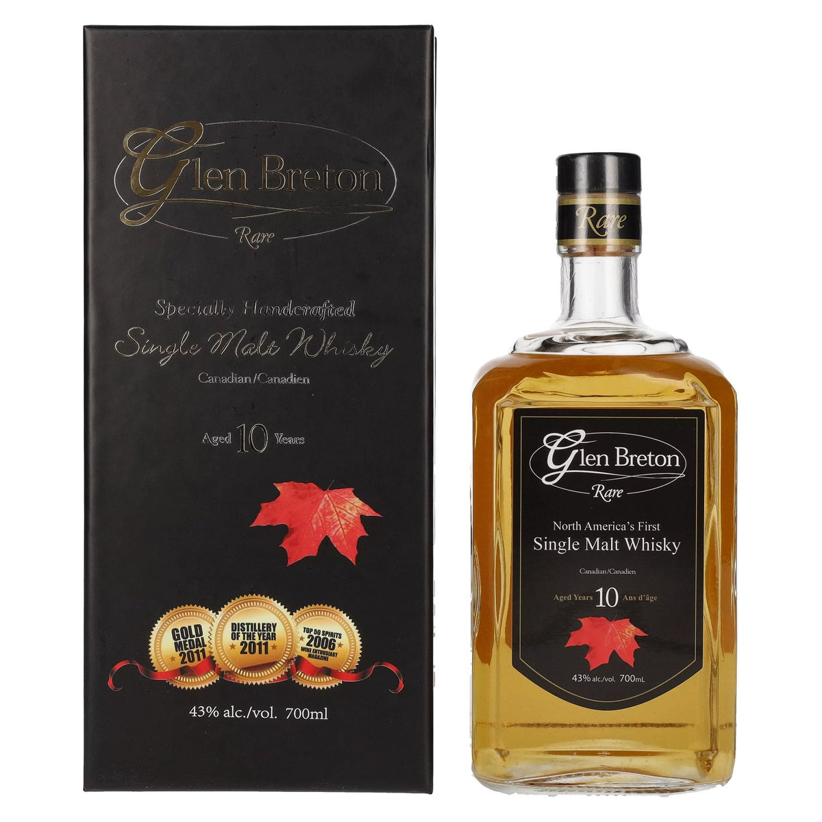 Glen Breton Rare 10 Years Old, Canada's eerste single malt whisky, 43% vol., 0,7 l in geschenkverpakking