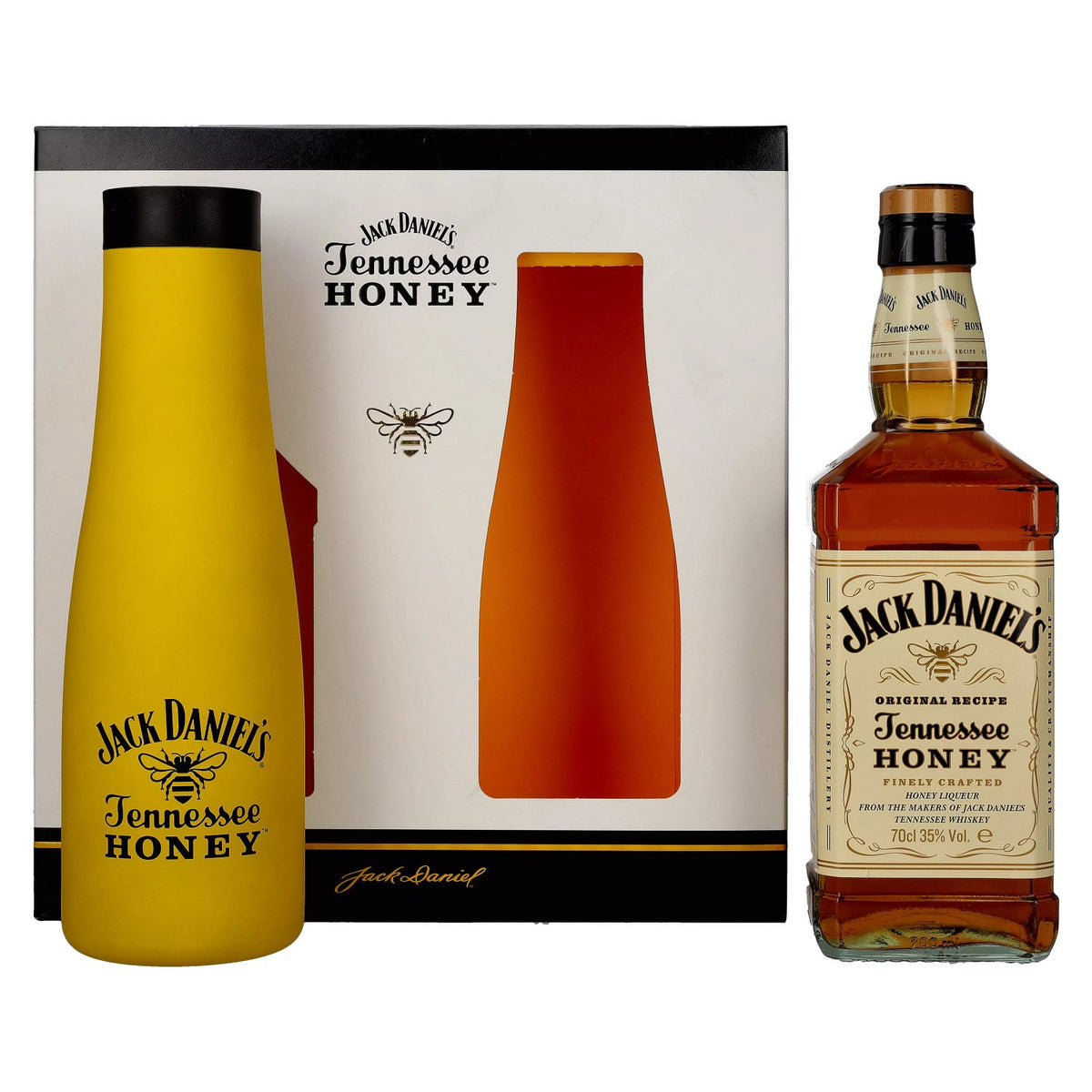 Jack Daniel's Tennessee HONEY 35% ABV, 0.7 litres, in a gift box with a thermos flask